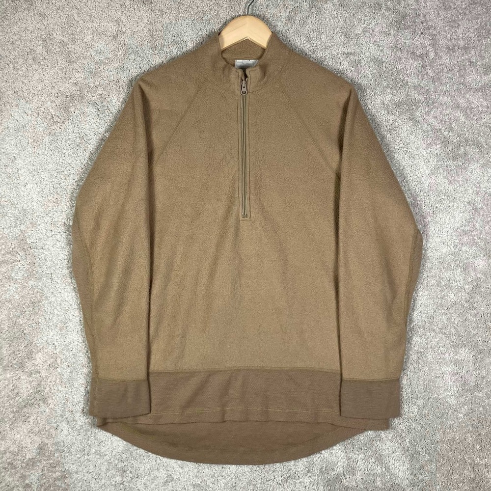 US Army Flame Resistant Cold Weather Polartec Fleece 1/4 Zip Coyote Brown Mens L